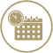 Calendar icon inside a gold circle